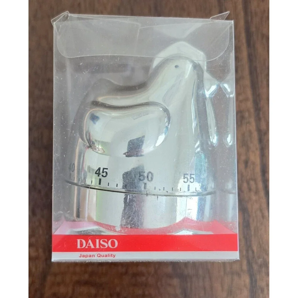 Daiso Japan Chrome Chicken Kitchen Timer Mechanical Wind Up Hen 60 Minute NIP